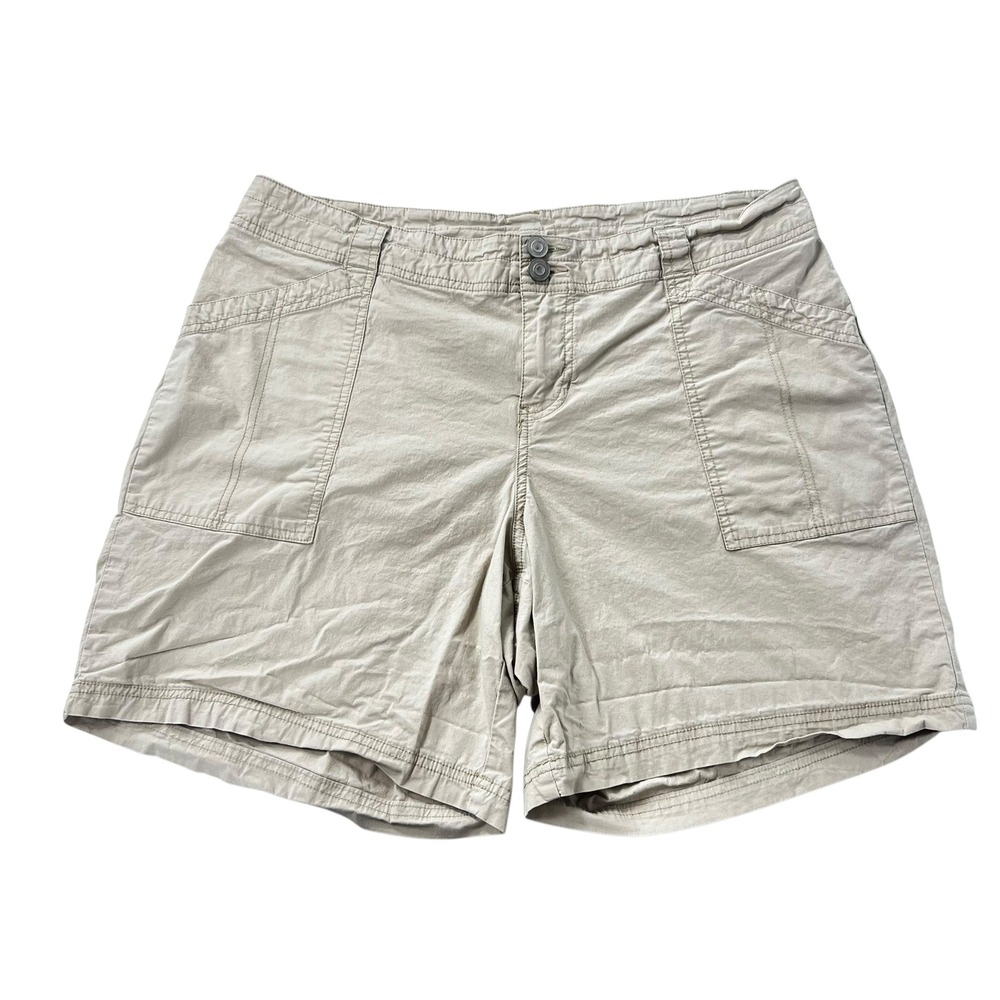 Lane‎ Bryant Women's Casual Shorts Khaki High Rise Flat Front Pockets 16 Hiking